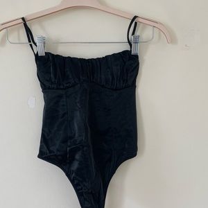 Out From Under Black Satin Bodysuit